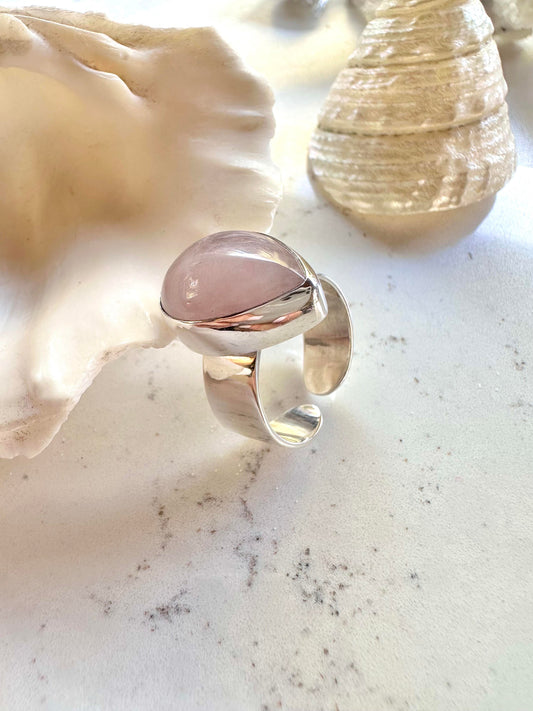 Anillo Yamba - Cuarzo Rosa